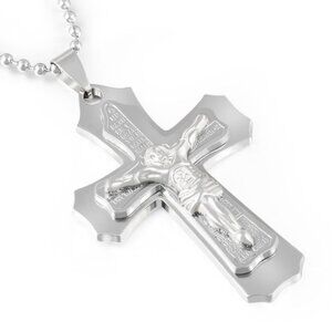 ❤️Jesus Bible cross pendant domineering necklace, N90201P144